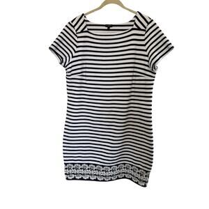 Talbots Nautical Stripe  Size 2X Navy Blue Striped Dress Vacation Summer Travel